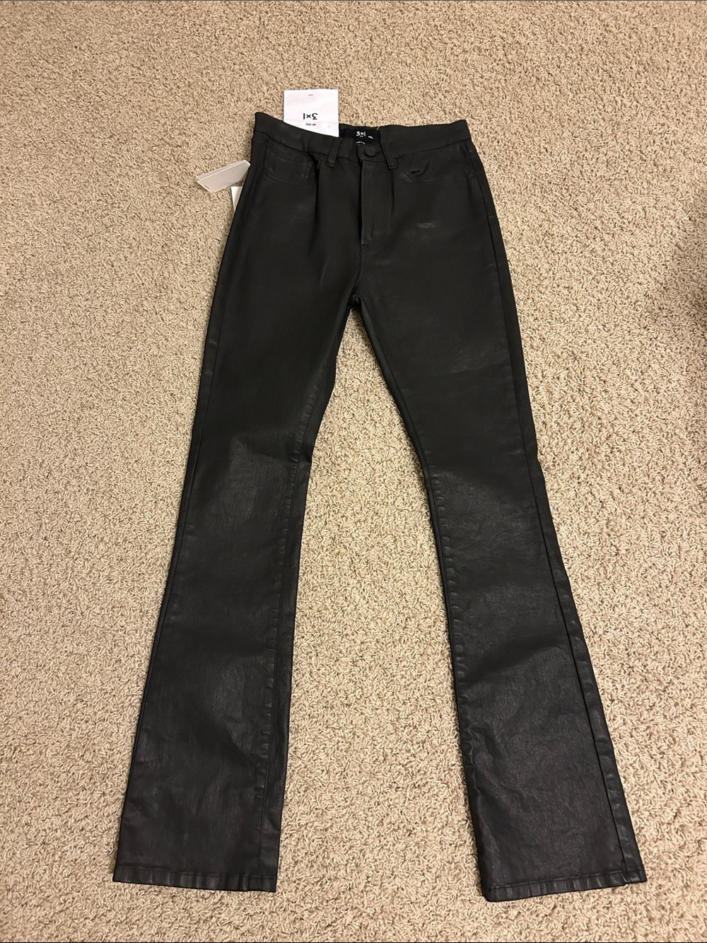 3x1 Black Flared Coated Jeans sz 29 (run small)